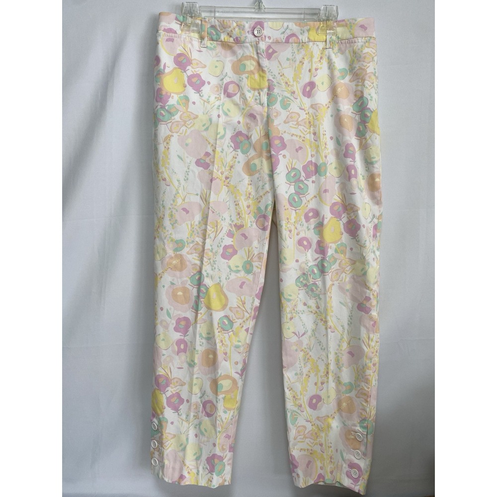 Talbots Perfect‎ Crop Pastel Abstract Floral High Rise Pants Women's 8